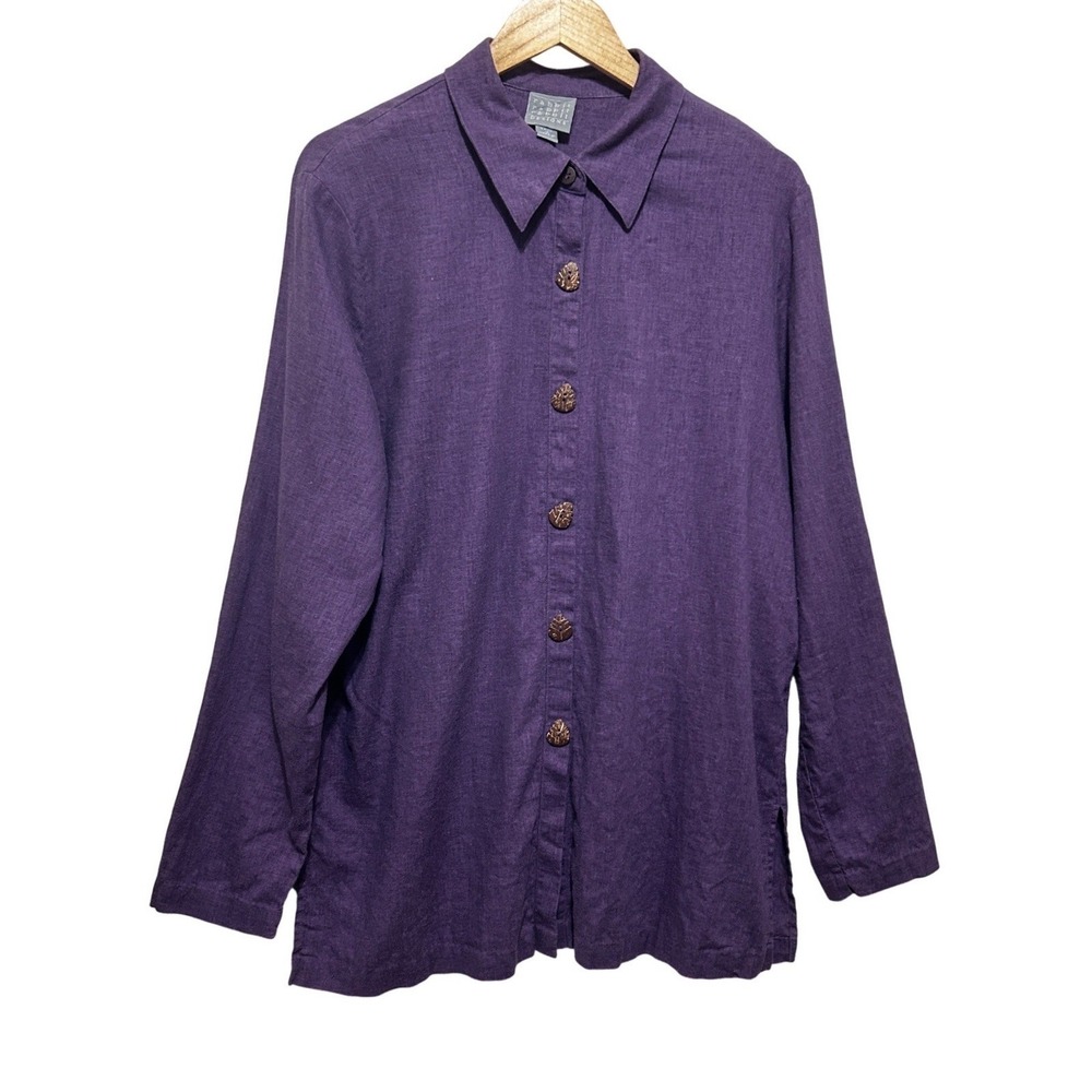 Vtg Rabbit Rabbit Designs Women Lagenlook Coastal Top Set 18 Purple Linen Blend